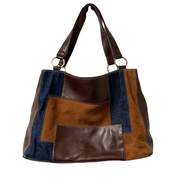 Nine West Handbags - Nine West Vintage Denim Suede Patchwork Tote Bag